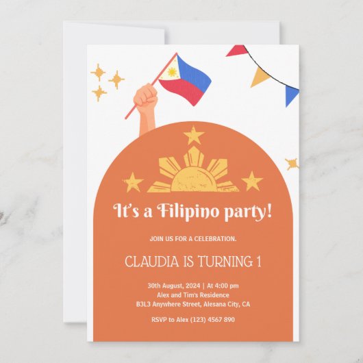 Filipino Party Einladung Geburtstagsessen einladen (Vorderseite)