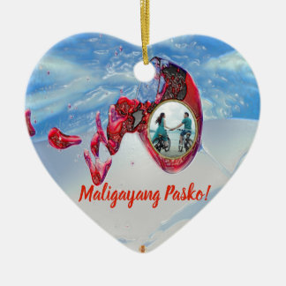 Filipino, Pasko, Strand, Wein-Glas, Strand, Paar Keramik Ornament