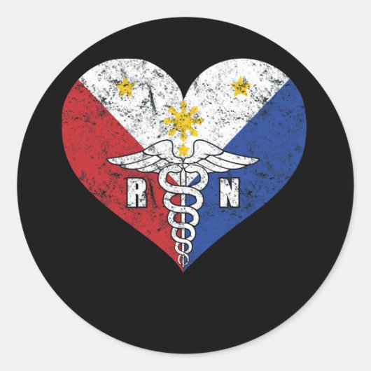 Filipino Registered RN Nurse Flag Liebe Runder Aufkleber (Vorderseite)