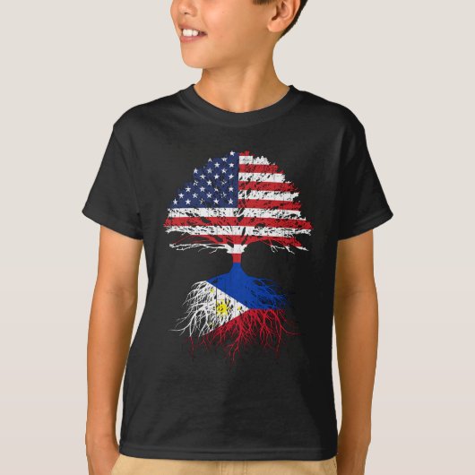 Filipino Roots American Grown Philippines Flag Gif T-Shirt (Vorderseite)