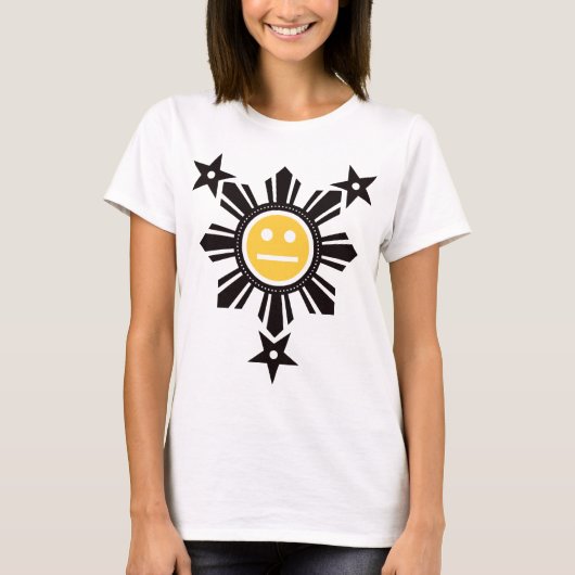Filipino Sun and Stars Face - Schwarz und Gelb T-Shirt (Vorderseite)