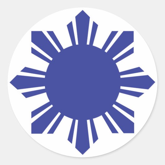 Filipino Sun - Blau Runder Aufkleber (Vorderseite)