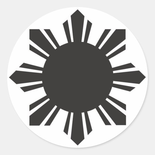 Filipino Sun - Schwarz Runder Aufkleber (Vorderseite)