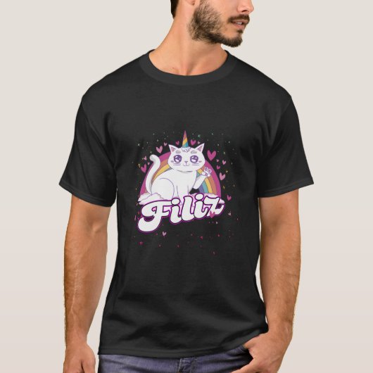 Filiz Adorable Name With Beautiful Caticorn T-Shirt (Vorderseite)