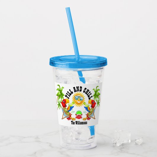 Fill and Chill Parrot Tumbler Acryltrinkbecher (Vorderseite Ice)