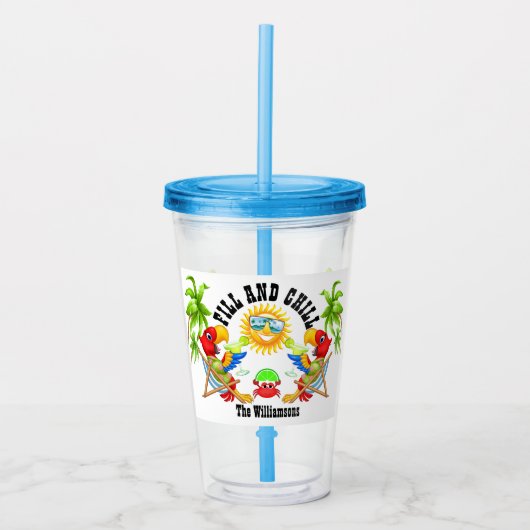 Fill and Chill Parrot Tumbler Acryltrinkbecher (Vorderseite)