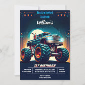 Fill Kids Boy Cars Cool Monster Truck 1. Geburtsta Einladung (Vorderseite)