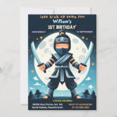 Fill War Fight Boy Moon Ninja Krieger 1. Geburtsta Einladung (Vorderseite)