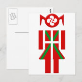 Fille Basque drapeau Euskadi Bayonne Postkarte (Vorne/Hinten)