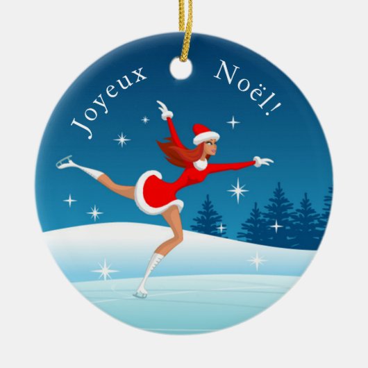 Fille de patinage artistique joyeux Noël Ornament (Vorne)