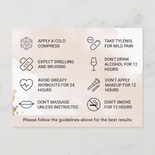 Filler PostCard Aftercare Instruction Postkarte (Rückseite)