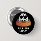 Filling Hot Funny Dumpling Pun Dark BG Button (Vorne & Hinten)