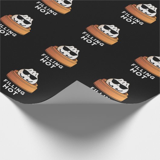 Filling Hot Funny Dumpling Pun Dark BG Geschenkpapier (Ecke)