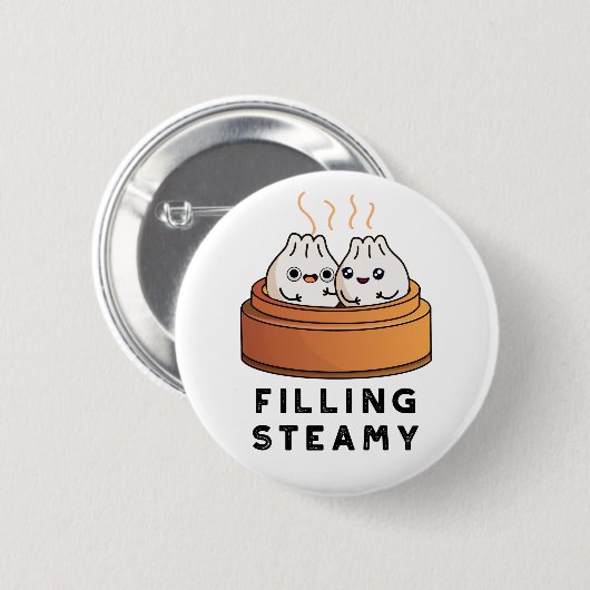 Filling Steamy Funny Dimsum Bao Pun Button (Vorne & Hinten)