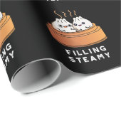 Filling Steamy Funny Dimsum Bao Pun Dark BG Geschenkpapier (Rolleneckpunkt)