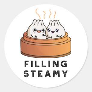 Filling Steamy Funny Dimsum Bao Pun Runder Aufkleber
