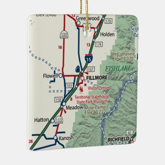 Fillmore Utah Karte Keramikornament (Rechts)