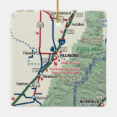 Fillmore Utah Karte Keramikornament (Rückseite)