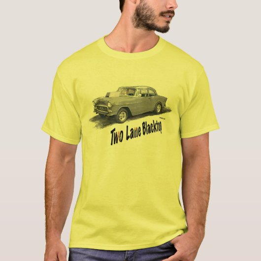 FILM-AUTO zweispuriger Asphaltbelag '55 Chevy T-Shirt (Vorderseite)