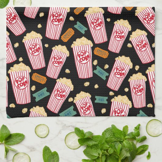 Film Buffs Popcorn und Filmnacht Geschirrtuch (Gefaltet)