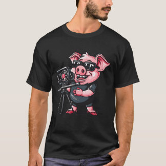 Film Director Camera Man Pig lustig T-Shirt