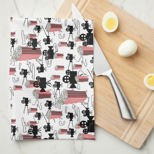 Film mit Popcorn Geschirrtuch (Viertel Falte)