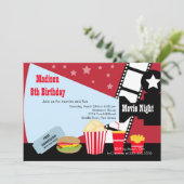 Film-NachtKindergeburtstag-Party Einladung (Stehend Vorderseite)