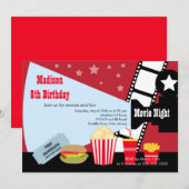 Film-NachtKindergeburtstag-Party Einladung (Vorne/Hinten)