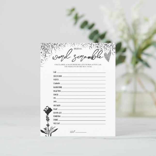 Film Noir - Bridal Word Scramble Game (Stehend Vorderseite)