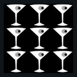 Film Noir Ein weiteres Martini-Poster Poster<br><div class="desc">Dieses Film Noir Ein weiteres Martini-Poster mit schwarzem Hintergrund und dem gefliesten Bild einer weißen Silhouette eines Martini-Glases. In jedem Glas ist ein grauer Oliven mit einem schwarzen Pimento. Das ist ein lustiges und raffiniertes Poster für alle, die sich wünschen, dass sie eine Figur in einem klassischen Film sind. Schütteln...</div>