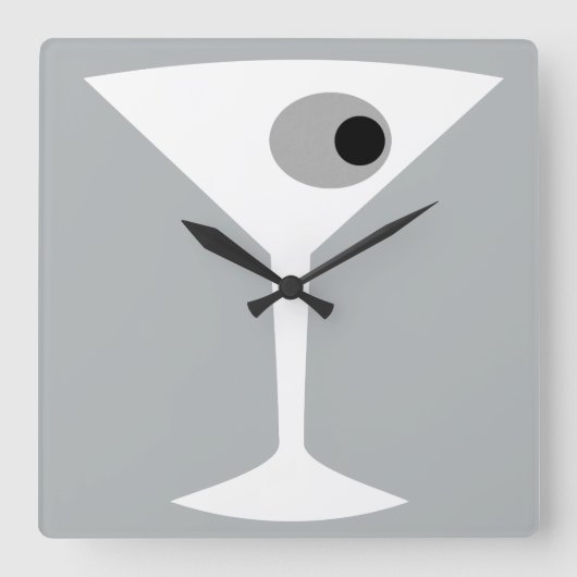 Film-Noir Martini-Glas-Wanduhr Quadratische Wanduhr (Vorderseite)