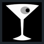 Film Noir Martini Glasposter Poster<br><div class="desc">Dieses Noir Martini-Glasposter mit schwarzem Hintergrund und einer weißen Silhouette eines Martini-Glases. Im Inneren des Glases befindet sich ein herrlich grauer Olive mit einem schwarzen Pimento. Das ist ein lustiges Poster für alle,  die sich wünschen,  dass sie in einem klassischen Film eine Figur sind. Schütteln Sie bitte nicht um!</div>