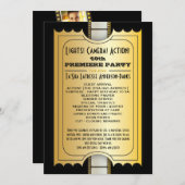 Film-Party-Programm-goldene Aufnahme-Karte Einladung (Vorne/Hinten)