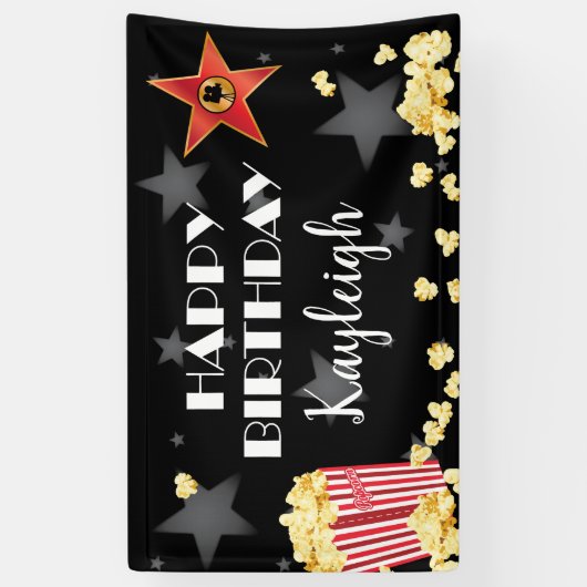Film-Popcorn-Fahne Banner (Vertikal)
