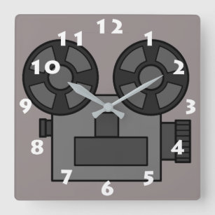 FILM PROJECTOR WITH WHITE NUMBERS QUADRATISCHE WANDUHR