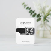 Film Roll Kamera QR Code Schwarz-Weiß Visitenkarte (Stehend Vorderseite)