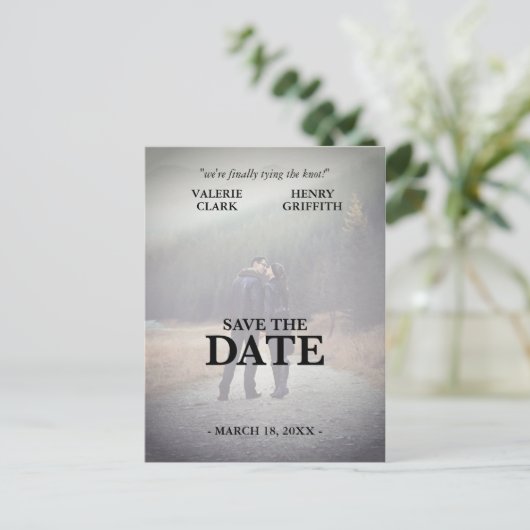 Film Save the Date Foto Ankündigungspostkarte (Stehend Vorderseite)