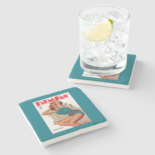 Film-Spaß-Titelseite10 Steinuntersetzer (Seitenansicht)