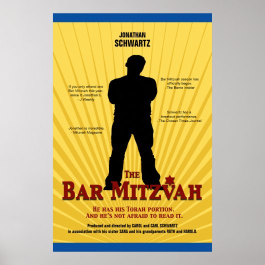 Film Star Bar Mitzvah Poster Yellow Blue (Vorne)