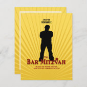 Film Star Bar Mitzvah Reply UAWG Yellow Blue RSVP Karte (Vorne/Hinten)