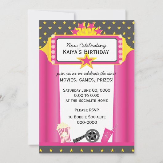 Film Star! Einladung (Vorderseite)