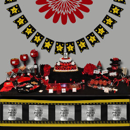 Film Star Geburtstag Black and Gold Stars Wimpelkette