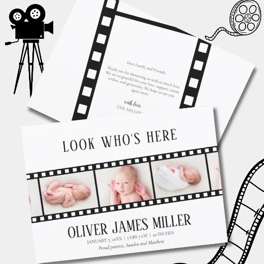 Film Strip Foto Collage Geburtsankündigung Save The Date