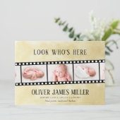 Film Strip Foto Collage Geburtsankündigung Save The Date (Stehend Vorderseite)