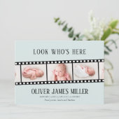 Film Strip Foto Collage Geburtsankündigung Save The Date (Stehend Vorderseite)