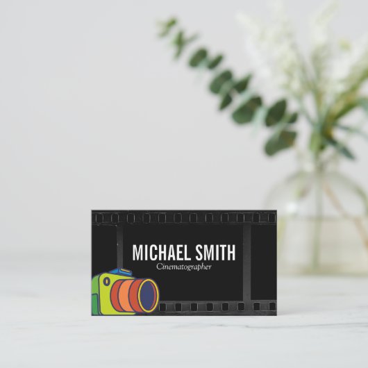 Film und farbenfrohe Kamera Visitenkarte (Stehend Vorderseite)