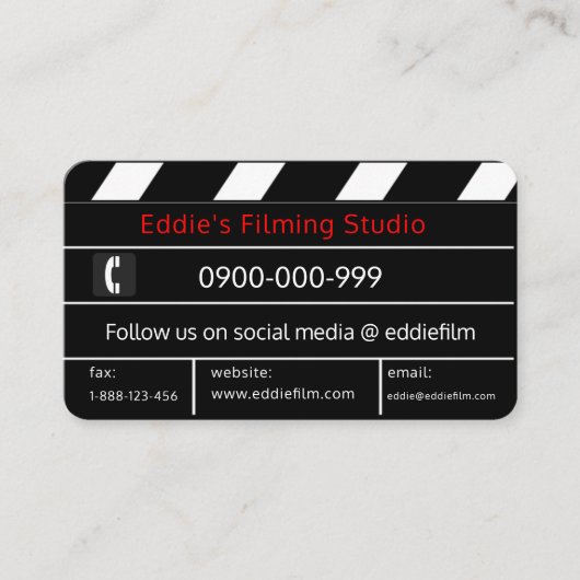 Film- und Videomaterial von Clapperboard Visitenkarte (Vorderseite)