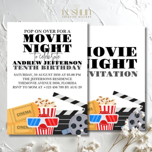 Filmabend Geburtstagsspass Kino Party Einladung