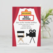 Filmabend Kindergeburtstag Party Einladung (Stehend Vorderseite)