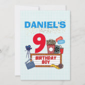 Filmabend Kino Geburtstag Junge Theme Party Einladung (Vorderseite)